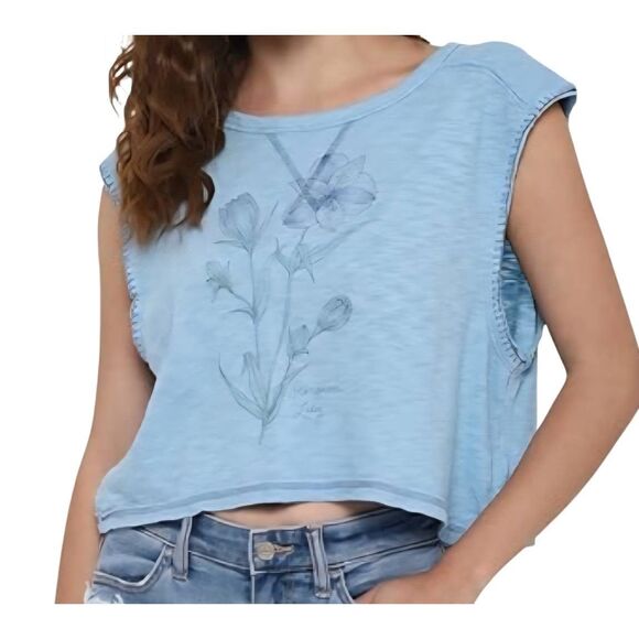 NWT American Eagle Tank Top Women's Small Muscle Cropped Relaxed Flower - Picture 1 of 5